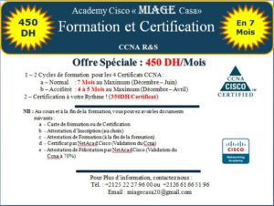 MIAGE Casa vous offre : Cycle de Formation et Certification en “CCNA R&S” Académiques