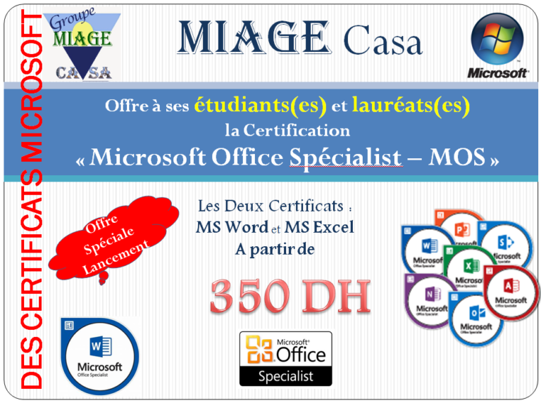 Formation et Certification Microsoft Office Specialist - MOS - Ecole de ...