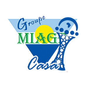 Soutien aux Lions de l'Atlas et logo MIAGE CASA ARENA